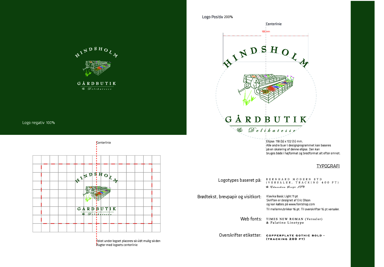 Hindsholm Gårdbutik Omega Document excerpt — display font and data labels